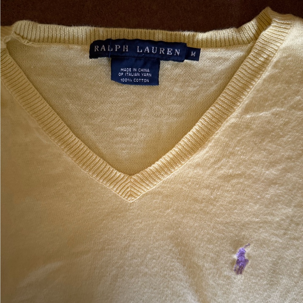 Ralph Lauren Light Yellow V-Neck Sweater - Picture 3 of 6